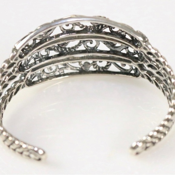 NEW Carolyn Pollack Sterling Silver Thick Solid 3 band Cuff Bracelet in the box - Picture 3 of 4